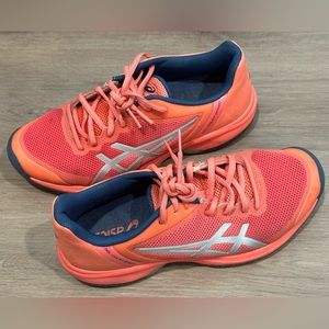 Asics Gel Court Speed E850N Papaya Silver Women’s Sz 7 Tennis Shoe